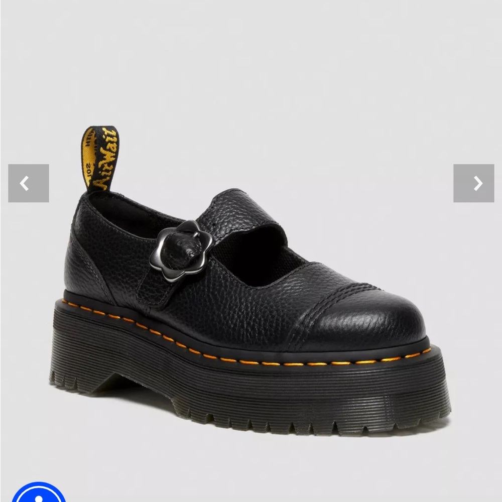 Dr. Martens ADDINA FLOWER BUCKLE LEATHER PLATFORM SHOES